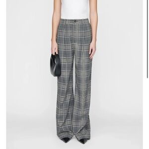 Anine Bing Carrie Pants GREY PLAID Women’s Size 36